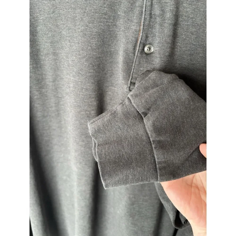 Polo Ralph Lauren Mens Size 2XB Gray Soft Touch Cotton Long Sleeve Polo‎ Shirt